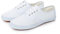 Womens Mens Plimsoles LACE UP Flat Pumps Plimsolls Canvas Slip-On Sneakers Size 9 White