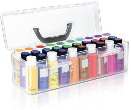 Huudngeje Caja Almacenamiento Pintura Acrílica, Caja Almacenamiento Pintura Acrílica con Capacidad para 30 para Pintura Acrílica 2 Onzas Líquidas, Caja Almacenamiento