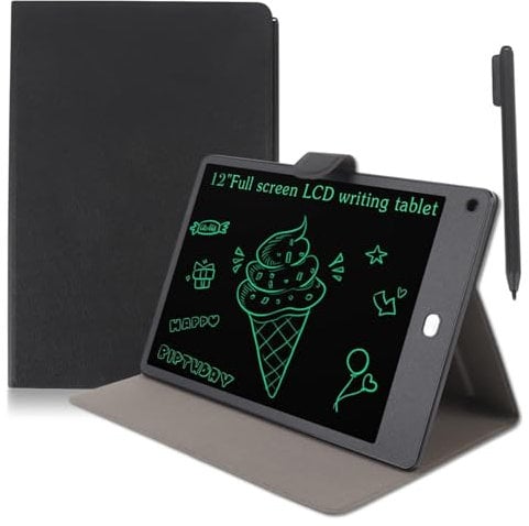 LCD -Schreibtablet für Erwachsene, 12 -Zoll -Vollbildmodelllöschbare Doodle Board Wiederverwendbares Kleinkind -Zeichnungsblock mit Pu Case & Pen, Digitaler Notizblock für das
