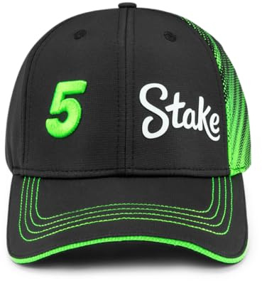 Stake F1 Team Kick Sauber, Offizielle Gabriel Bortoleto Drivers Baseball Cap Schwarz Grün Verstellbar 2025, schwarz / grün, Einheitsgröße