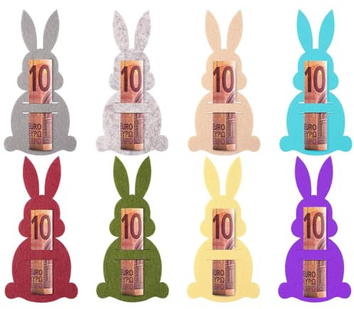 Yi'antai 8 Stück Ostern Geldgeschenke Set, Osterhasen Filzdekorationen, Geldgeschenk Verpackung Ostern Geldgeschenk Filz Lustige Osterdekoration Ostern Geschenk (8 Stück)