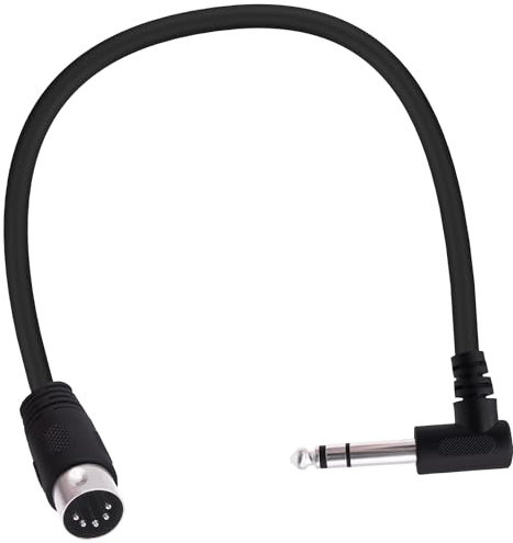 YARCHONN 1/4 Pollice a Din 5Pin Cavo 90 Gradi MIDI 5pin Maschio a 6.35mm Angolo Retto Maschio TRS Cavo Audio Stereo per Altoparlante Amplificatore Mixer MIDI Tastiera-0.2M/0.66FT