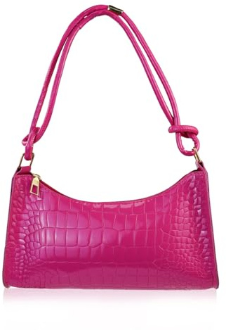 Energather Handtasche Damen, PU Leder Umhängetasche Damen, Elegante Kleine Handtasche Damen für Frauen mit Reißverschluss für Weihnachten, Geburtstag (rosa)