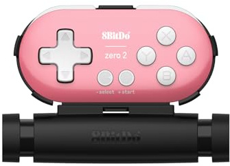 8Bitdo Zero 2 - Mini controller Bluetooth con clip mobile per switch, Windows, Android (Pink Edition)