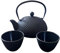 Ensemble Théière en Fonte 900 ml avec 2 Tasses – Design Oriental – Fonte et Inox – Service à Thé Traditionnel Japonais/Chinois – Noir