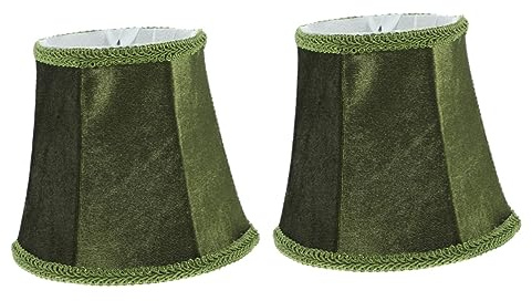 KONTONTY 2 Stück Lampenschirm aus Stoff kleiner Lampenschirm Ersatzlampenschatten Leinenschirm dekorativ bestickt Falten- Kleine Lampenschirme Kleiner Lampenschatten Metall Dunkelgrün