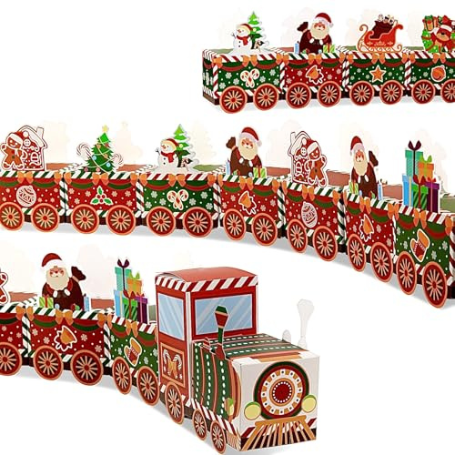 Yucch Adventskalender zum Befüllen – Weihnachtszug Bastelset mit 24 Boxen – DIY Deko für Kinder & Familie – Süßigkeitenboxen in Zugform mit Santa, Schneemann (Weihnachtszug)
