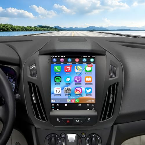 Double Din CarPlay Car Stereo Radio Compatible for Ford Transit Connect 2014-2018 Wireless CarPlay & Android Auto 9.7 Touch Screen Car Radio Audio Receiver with Mirror Link/SWC/FM + Reverse Camera