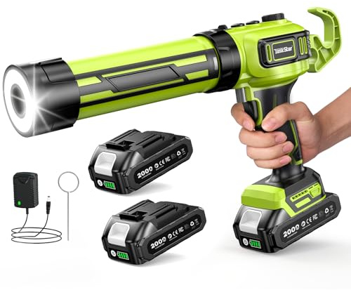 Taskstar Pistolet Silicone Electrique avec 2-Batterie et Lumière-LED, Pistolet Cartouche Silicone Compatible avec Makita-Batteries 18V de 300ml pour le Calfeutrage et l'étanchéité, Vert