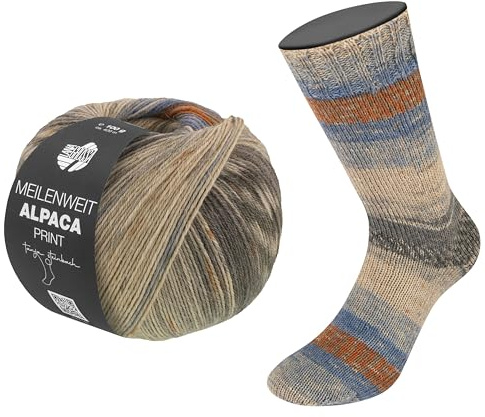 LANA GROSSA Meilenweit 100 Alpaca | Kuschelweiches Alpaka-Sockengarn, im Wollprogramm bis 30°C | Handstrickgarn aus 70% Alpaka & 30% Polyamid | 100g Wolle zum Stricken & Häkeln | 420m Garn FB 2210