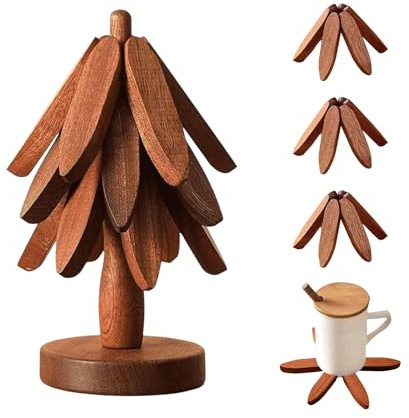 Holzuntersetzer Baum, Holzuntersetzer Für Heiße Gerichte Weihnachtsbaum Untersetzer Tischdekoration Für Küchenarbeitsplatte, Geschirr, Töpfe, Pfannen, Schüsseln, Teekannen