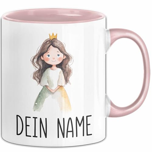 Prinzessin Tasse mit Namen – Personalisierte Tasse Geburtstag Geschenkidee süßes Prinzessinmotiv Niedliche Namenstasse (Rosa)