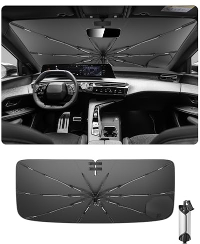 Ruiya 2026 Upgrade Parasol Coche Delantero Compatible con Peugeot 3008 E3008 2024 2025 2026, Paraguas Plegable Aislamiento Térmico, Protección UV, Accesorios para Parabrisas