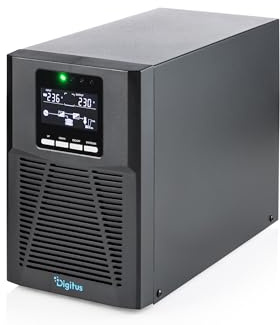 DIGITUS Unterbrechungsfreie Stromversorgung – OnLine USV-System – 1 kVA 1 kW – 4X IEC C13 Steckdosen – Leistungsfaktor 1,0 – UPS Software – RS232, RJ45 und USB-Port – Tower – Schwarz