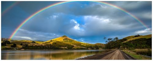 Wallario Küchenrückwand selbstklebend 115 x 50 cm, Motiv: Regenbogen über Hügel | Spritzschutz abwischbar & pflegeleicht