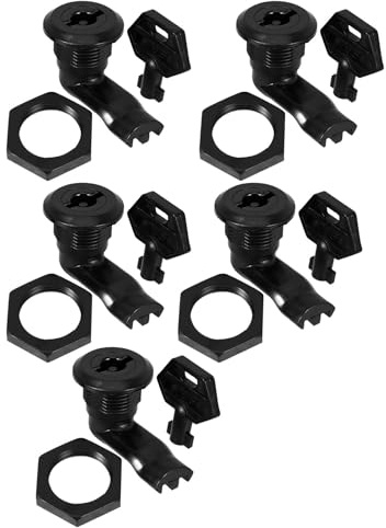 DECHOUS 5 Sets Black Plastic Electric Cabinet Locks with Tongue Bolt Latch for Distribution Box and Electrical Switch Cabinets, Easy Installation for Industrial and Residential Use