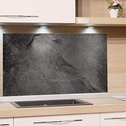 GRAZDesign Küchen Spritzschutz Glas Granit Grau Marmor, Glasbild als Küchenrückwand - Küchenspiegel - Wandschutz Küche Herd 100x60cm