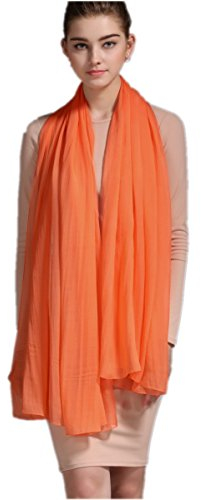 Prettystern Damen XXL Seidenschal Seidentuch einfarbig Seide festlich Abendkleid Stola Sommer Sonnenschutz Sarong Pareo Schultertuch A13 Orange