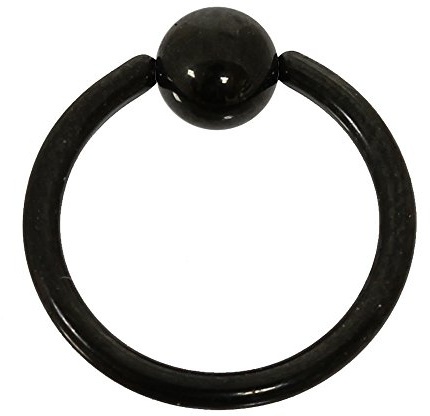 Pain-is-Art Klemmkugelring BCR 1,2 x 6 mm aus schwarzem 316L Chirurgenstahl - Piercing Augenbrauenpiercing