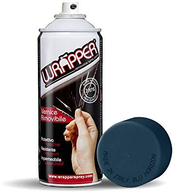 4R Quattroerre.it 16444 Wrapper Spray Blu Horizon Opaco | Vernice Removibile per Carrozzeria | Pellicola Spray Protettiva UV e Anti-Graffio | Wrapping Liquido Made in Italy