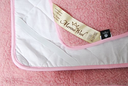 ROSA Unterbett Merino Wolle Unterbett Reversibel Schurwolle Matratzen-Topper/Matratzen-Schoner/Matratzen-Auflage/Matratzen-Schoner in verschiedenen Größen - Befestigung mit 4-Eckgummis
