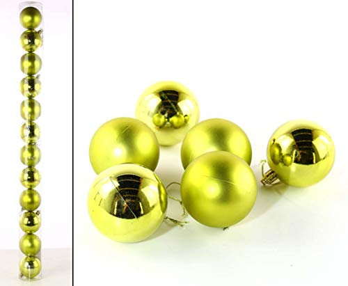 kunstpflanzen-discount.com Christbaumkugeln Set aus Kunststoff in Lime-grün mit 6cm matt und glänzend