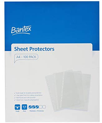 Bantex Klarsichthüllen aus Polypropylen, A4, 70 Mikron, 100 Stück