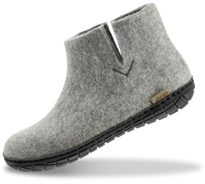 glerups dk Modell GR-02 Unisex - Erwachsene Filz-Stiefel, Damen,Herren Huettenschuhe, Stiefel lammfell Schafwolle warm Winter,Grey,40 EU / 6.5 UK