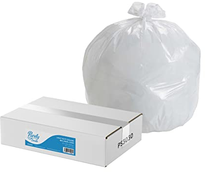 Blake & White Standard Square Bin Liners - Purely Smile Light Duty White Bin Bags with 10kg Capacity - Durable & Tear-Resistant 600mm Rubbish Bags for Paper & Light Waste - Box of 1000 (PS3030)