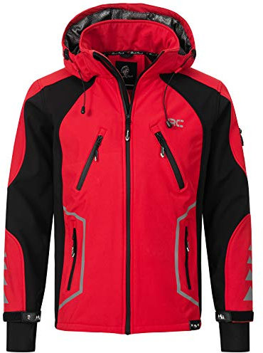 Rock Creek Herren Softshell Jacke Outdoor Jacke Windbreaker Übergangsjacke Anorak Kapuze Regenjacke Winterjacke Herrenjacke Jacket H-230 Rot 3XL