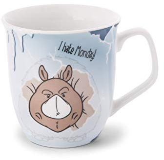 NICI Tasse I Hate Monday Stone Age Friends aus Porzellan
