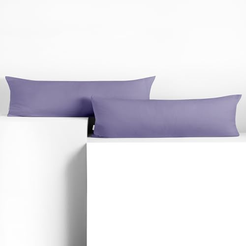 DecoKing 2 Kissenbezüge 20x120 cm Jersey 100% gekämmte Baumwolle Amber | Reißverschluss Lavendel