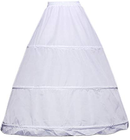 ZIRAN Women 3 Hoops A-Line Petticoat Adjustable Drawstring Waist Wedding Bridal Dress Crinoline Single Layer Ball Gown Underskirt Slip Petticoat