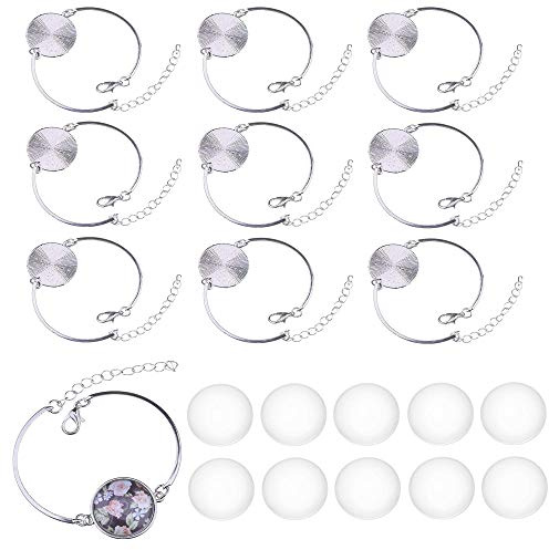 Wohlstand 10 Stück Lünette Glas Cabochon und 10 Stücke 20mm Klar Glas Cabochons Runde Cabochon Armband Schmuck für DIY Armband Halskette Geschenk Schmuckherstellung