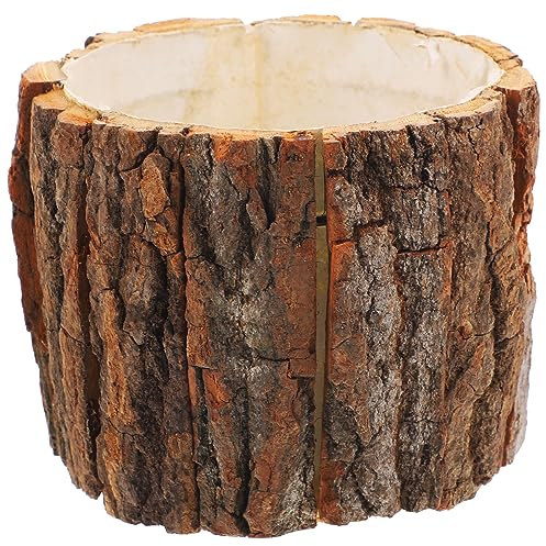 Yardwe Wooden Plant Vase Tree Stump Pot Planter Cactus Pot Plant Pot Container for Indoor Outdoor Patio Decoration Farmhouse Container