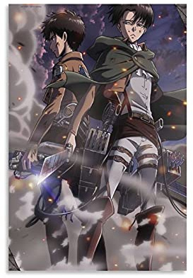 WEICHAO Poster, Motiv: Attack on Titan Levi auf Leinwand, Wandkunst, Wohnzimmer, Poster, Schlafzimmer, 50 x 75 cm