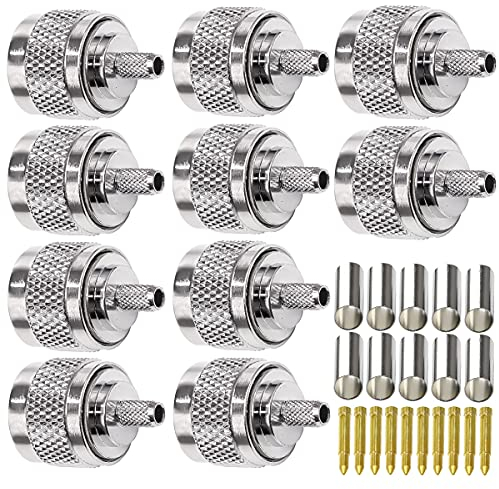 TUOLNK N-Typ Crimp-Steckverbinder N-Stecker-Adapter für RG58 RG142 50 Ohm verlustarmer Hochfrequenz-HF-Koaxialsteckverbinder Packung mit 10