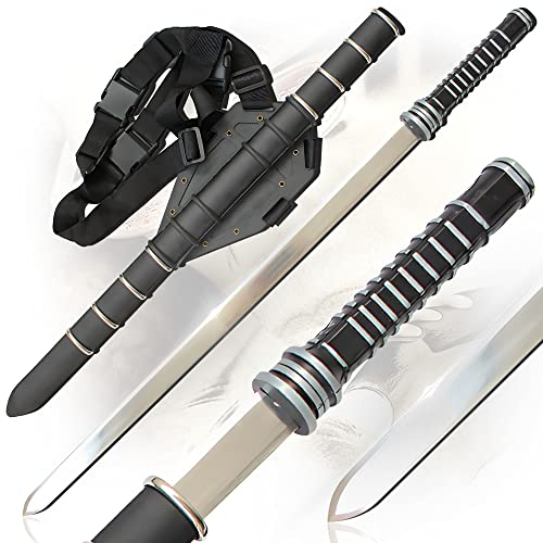 Swords and more Gefaltetes Blade Schwert mit Scheide - handgeschmiedet – Blade Schwert Daywalker, Schwerter scharf echt – Metall 85,5cm, Vampirjäger Schwert mit Schwerthalter am Rücken, Blade Kostüm
