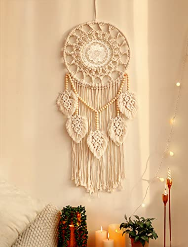Nice Dream Makramee Traumfänger Dreamcatcher Handgefertigt, Gewebte Feder Große Wandbehang Handgemachte Traumfänger Boho Quasten Dekoration Wohnkultur Ornament