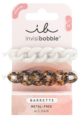 invisibobble BARRETTE 2x Haarspange, rutschfest Haarspange braun & weiß, stylisch Haarspange Damen, designed im Herzen Münchens