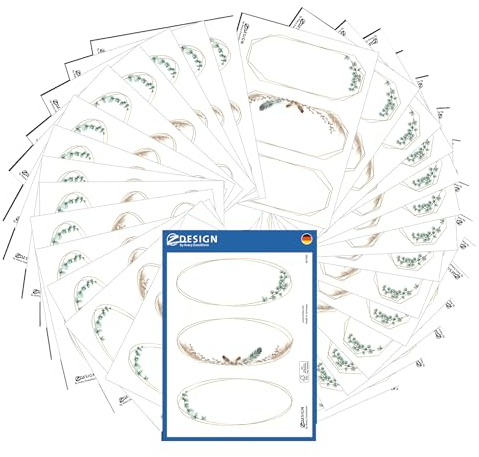 AVERY Zweckform Set Etiketten selbstklebend 90 Stück (46x106mm, Aufkleber Marmeladenglas, Einmachen, Haushaltsetiketten, Produktaufkleber in cremeweißer Strukturoptik, handbeschriftbar) Art. 51042