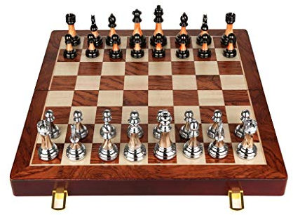 MDRBB Schachspiel Tragbar Schach High-End Geschenkbox Set Massivholz Faltschachbrett Imitation Jade Schachfiguren Western Für Geschenke Schachspiel für Erwachsene