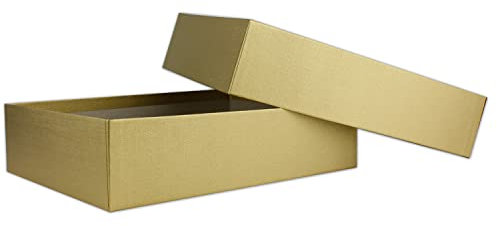 Hochwertige Aufbewahrungs- und Geschenkboxen - 2 Stück - DIN A4 - Gold gerippt - 302 x 213 x 70 mm