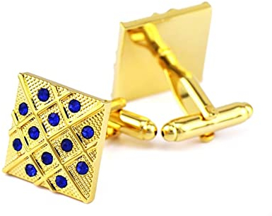 Stfery Manschettenknöpfe Gold Eckig, Manschettenknöpfe Hochzeit Gravur Vergoldet Cufflinks Zirkonia Schmuck Geschenk