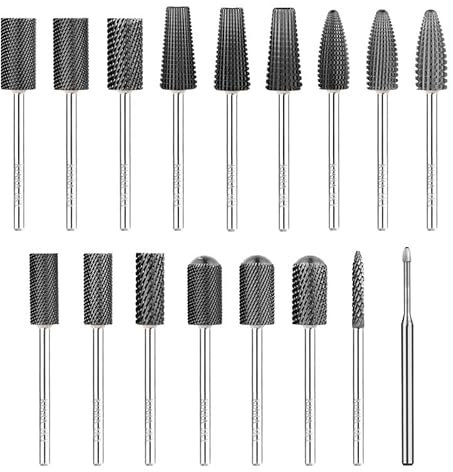 Kiara Sky Drill Bit 17 Piece Set | for Beyond Pro Drill | Carbide Bits for Nail Tech, Remove Acrylic & Gel Polish | Black
