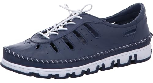 Gemini Damen Sneaker Leder Cutouts sportliche Schnürschuhe 382345, Größe:41 EU, Farbe:Blau