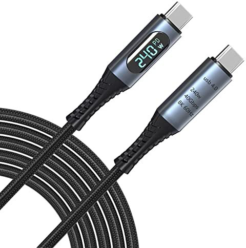 Disscool Câble USB 4.0 Thunderbolt 4, double prend en charge l'affichage HD 8K, cordon USB C PD 240 W 8K @ 60 Hz 40 Gbit/s (1 m)