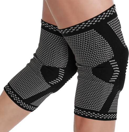 Astorn Manga de Compresión para Rodilla Almohadilla de Gel para Rótula y Estabilizadores Laterales - Para Dolor de Menisco, Artritis y Recuperación - Hombres y Mujeres - Juego de 2 (M) …