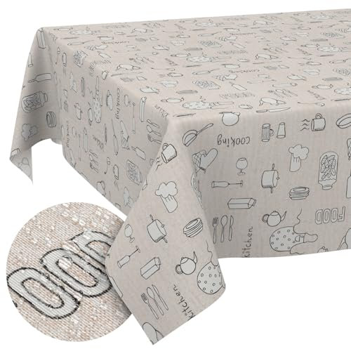 Tischdecke aus Stoff Textil abwaschbar Tischwäsche Tischtuch Baumwolle Polyester Kitchen 200x140cm In-/Outdoor Tischdecke
