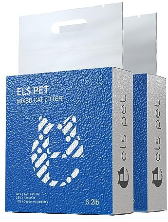 ELS PET Clumping Cat Litters, Strong 3 in 1 Mixed Cat Litter 2PCS, 2.5kg/Pack Unscented Ultra Absorbent and Fast Drying Cat Litter